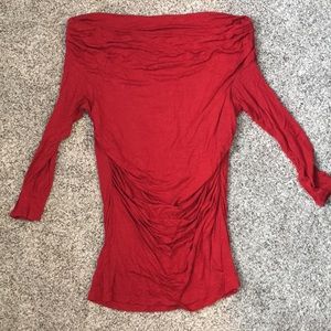 Off shoulder red top